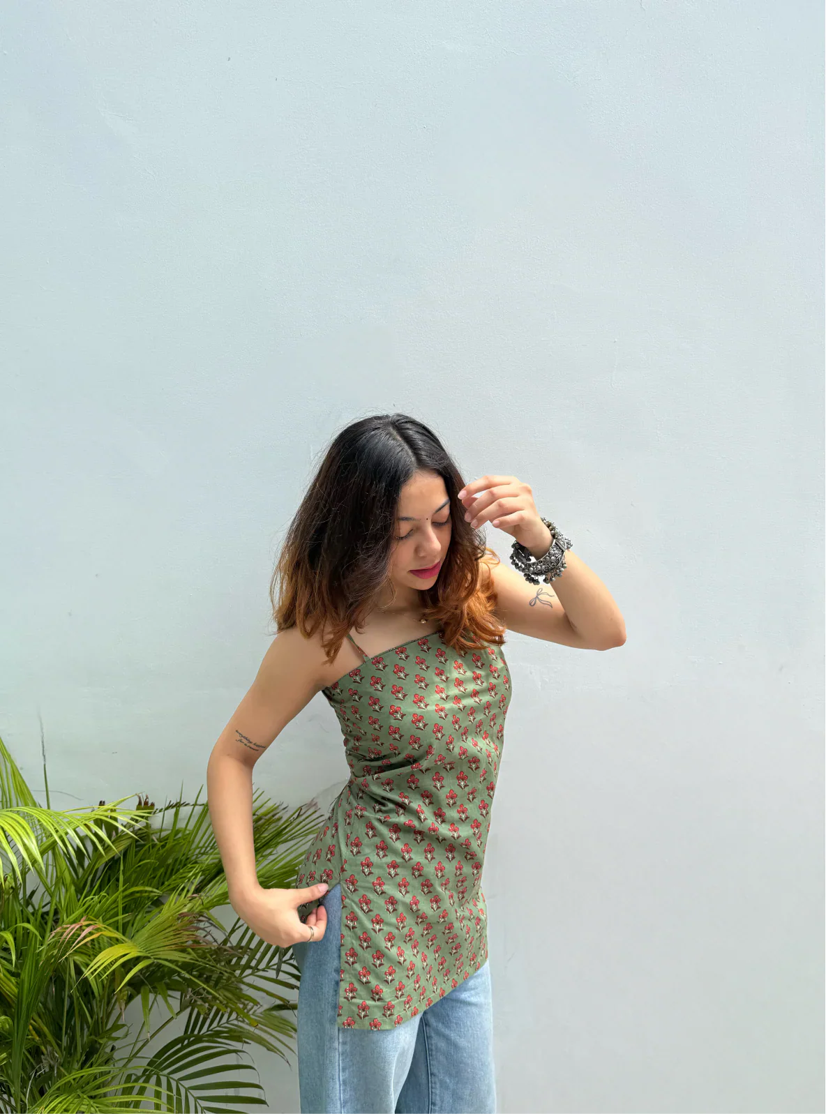 Women's fancy digital ajrakh printed stylish  short kurti