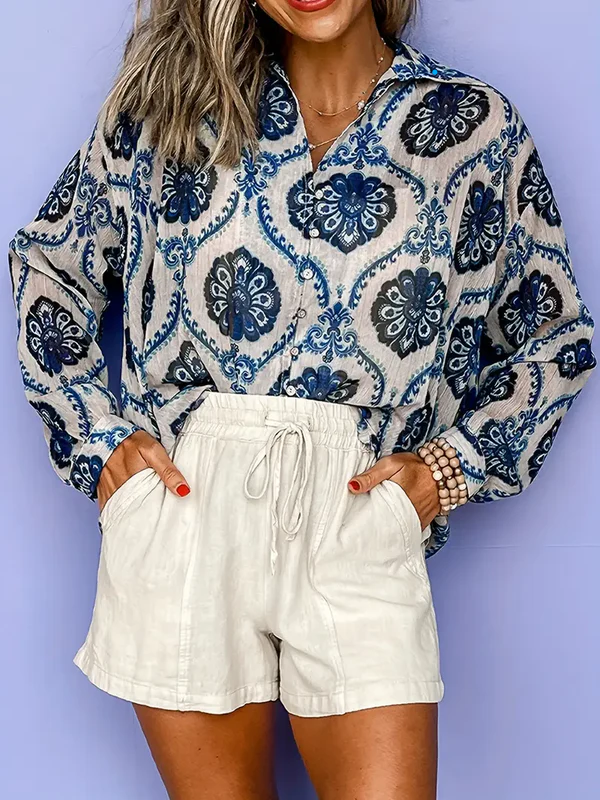 Women'S Vintage Bamboo Ink Print Shirt