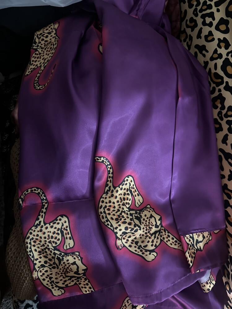 Chillnights Women Leopard Print Satin Pajama Set