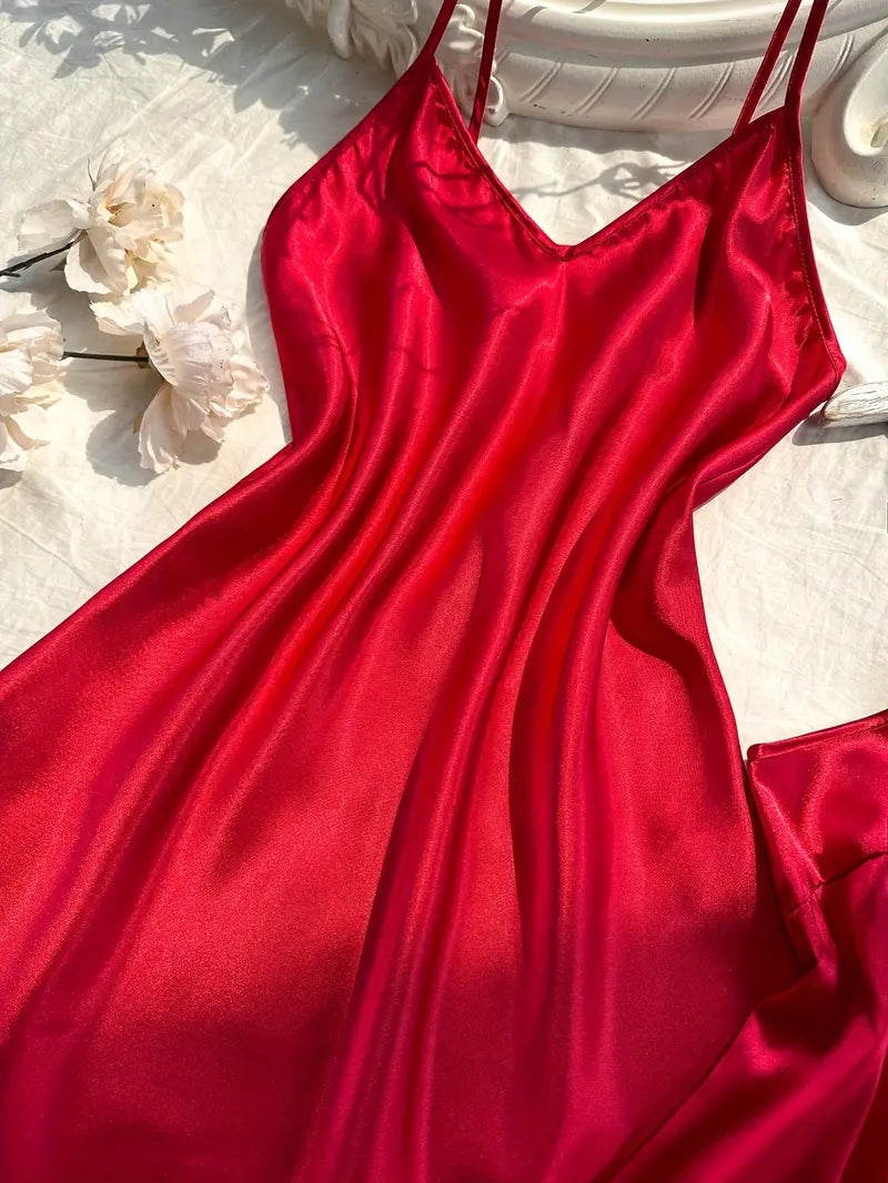 V Neck one piece with Cami Top & Flare Shorts Sleep dress, pajama set