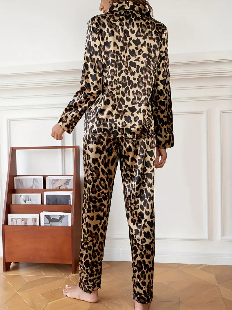 Women's Luxurious Leopard Print Slip pajama set