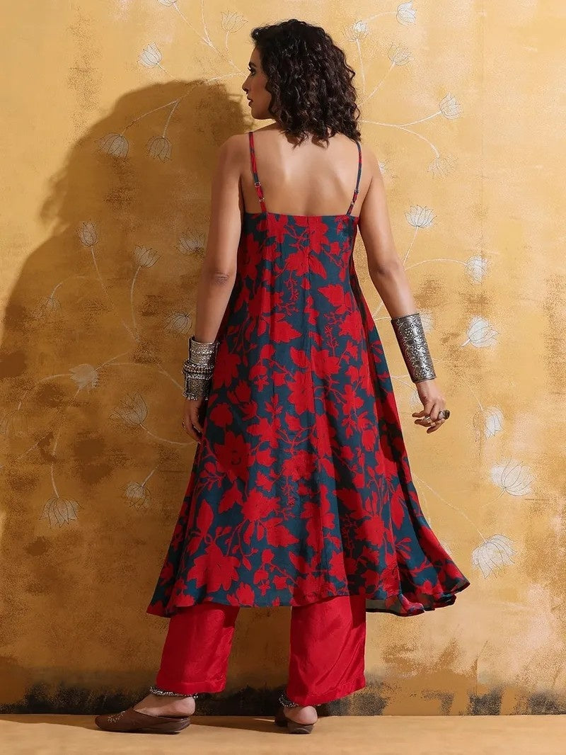 Women Floral Printed A-Line Kurta with Palazzo