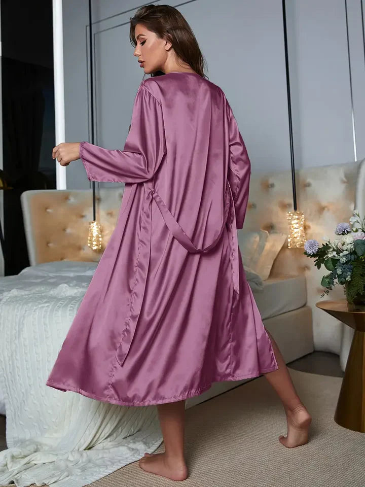Long Sleeve Belted Robe sleep dress Dress for women