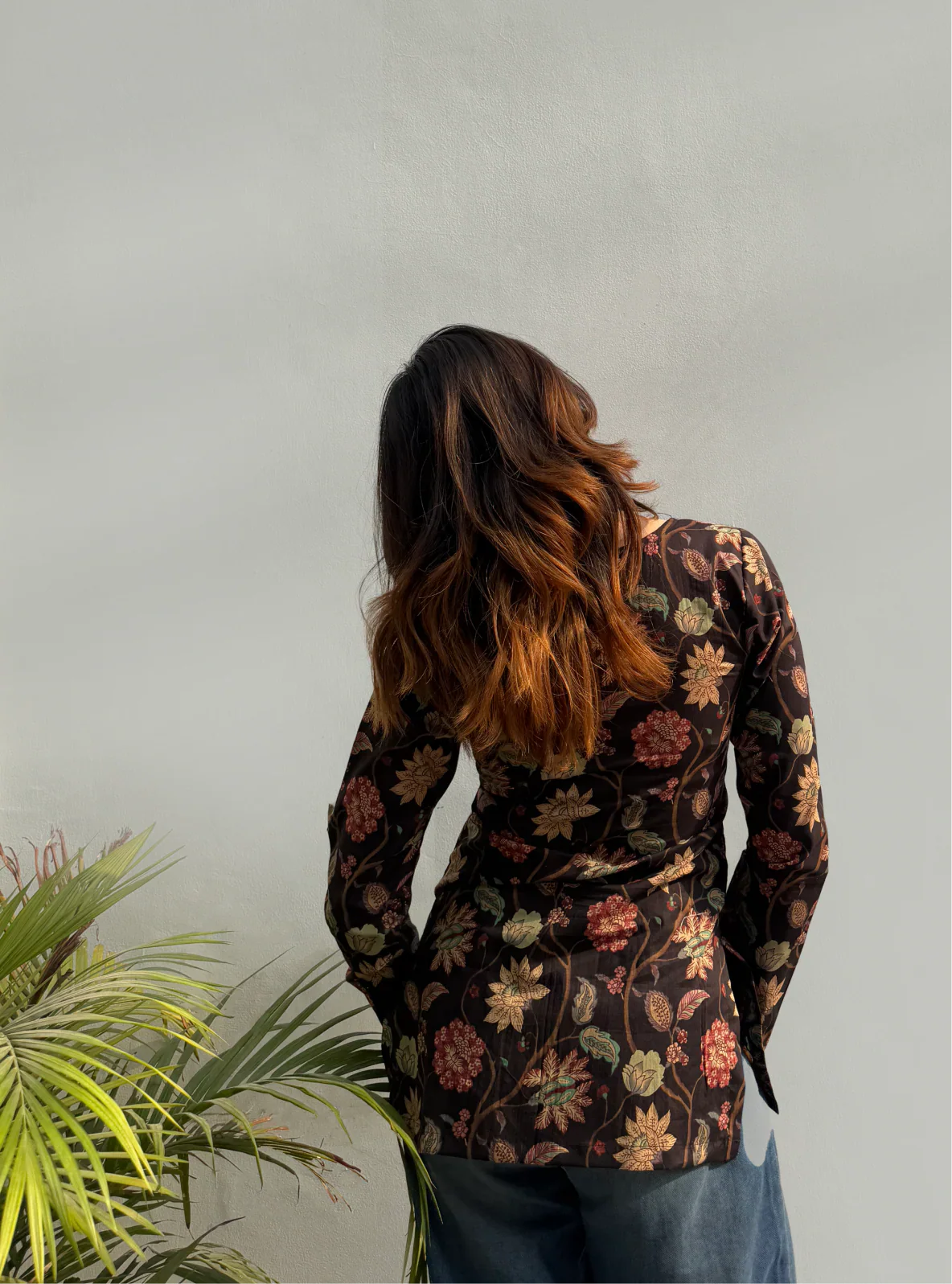 Women Black Floral Short kurti