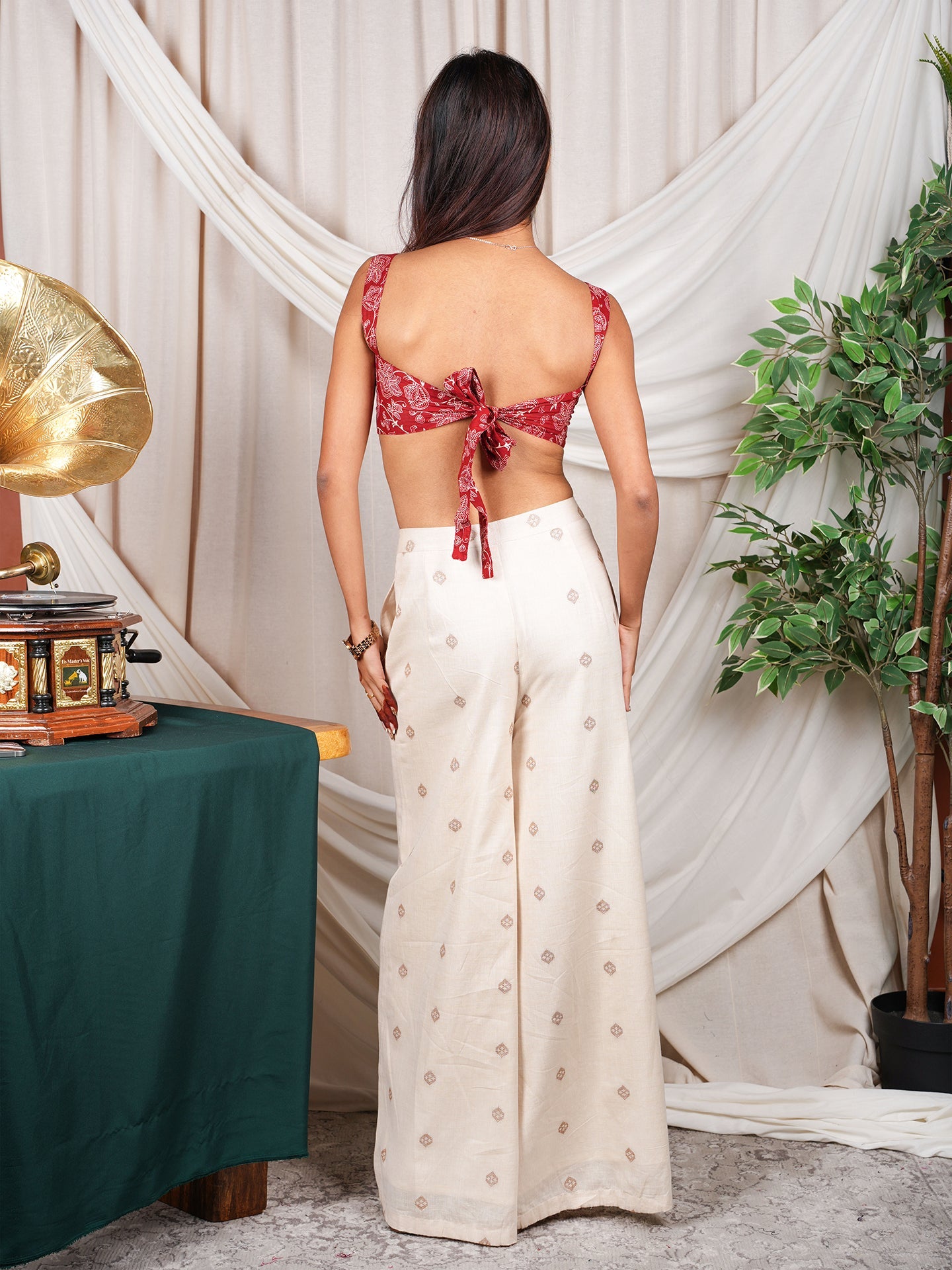 Ahiliya Printed Top with Wide Leg Pants set NISHORAMA