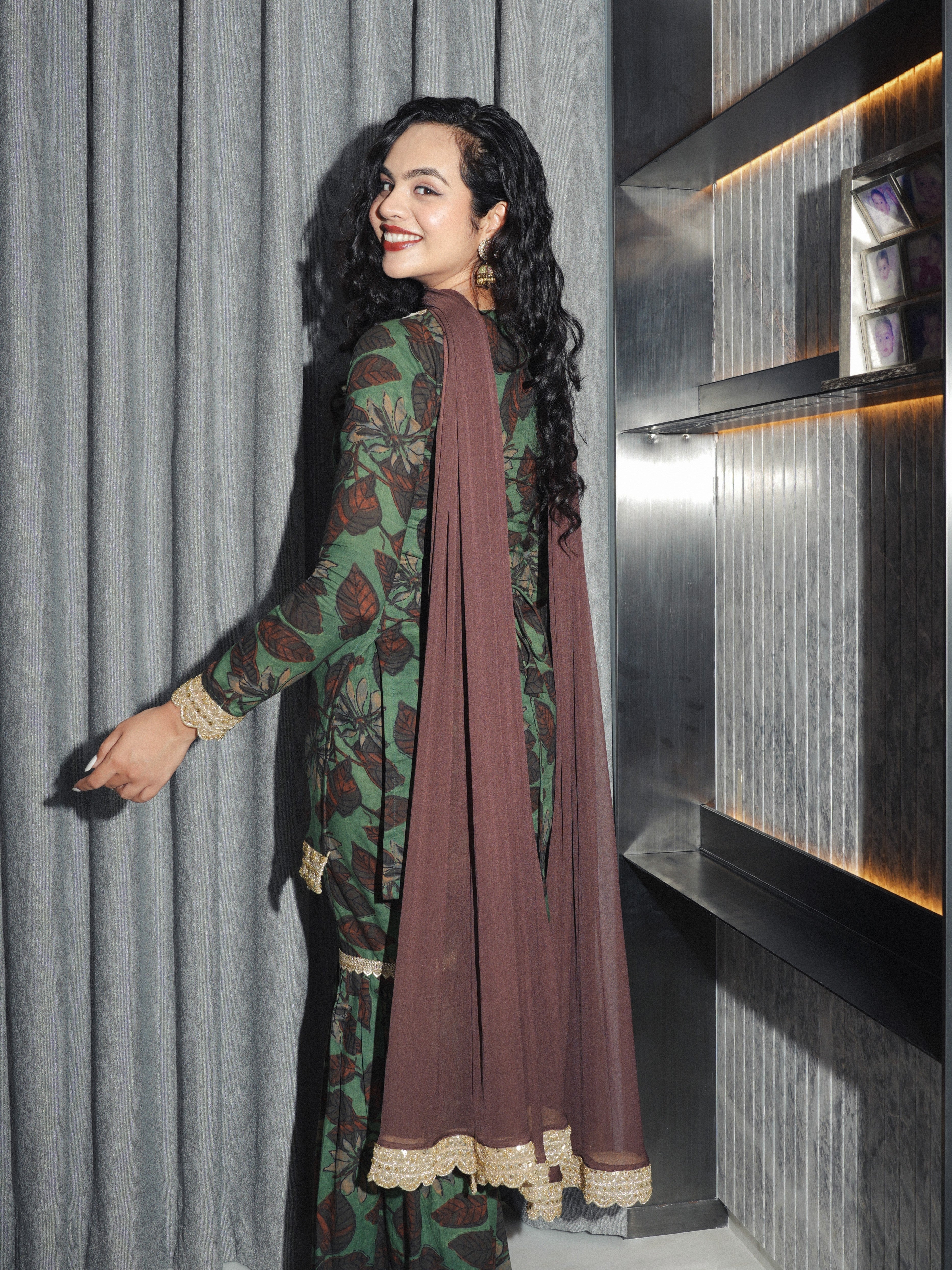 Meherzeen Sleeved Corset Kurti Sharara Set NISHORAMA