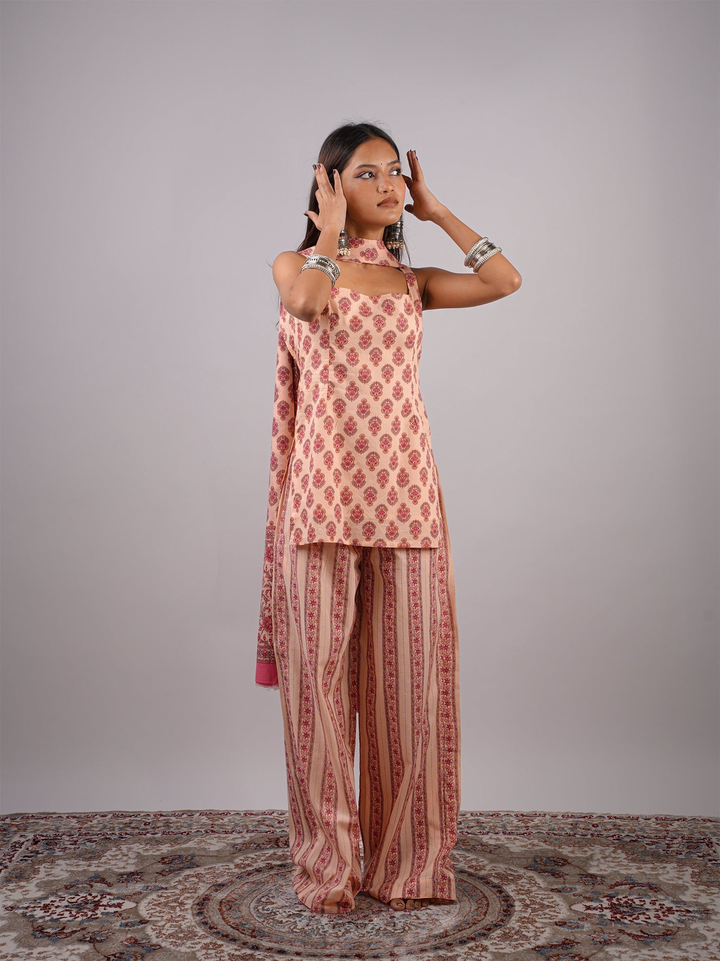 Bul Bul Deep Back Kurti Dupatta & Pant Set NISHORAMA