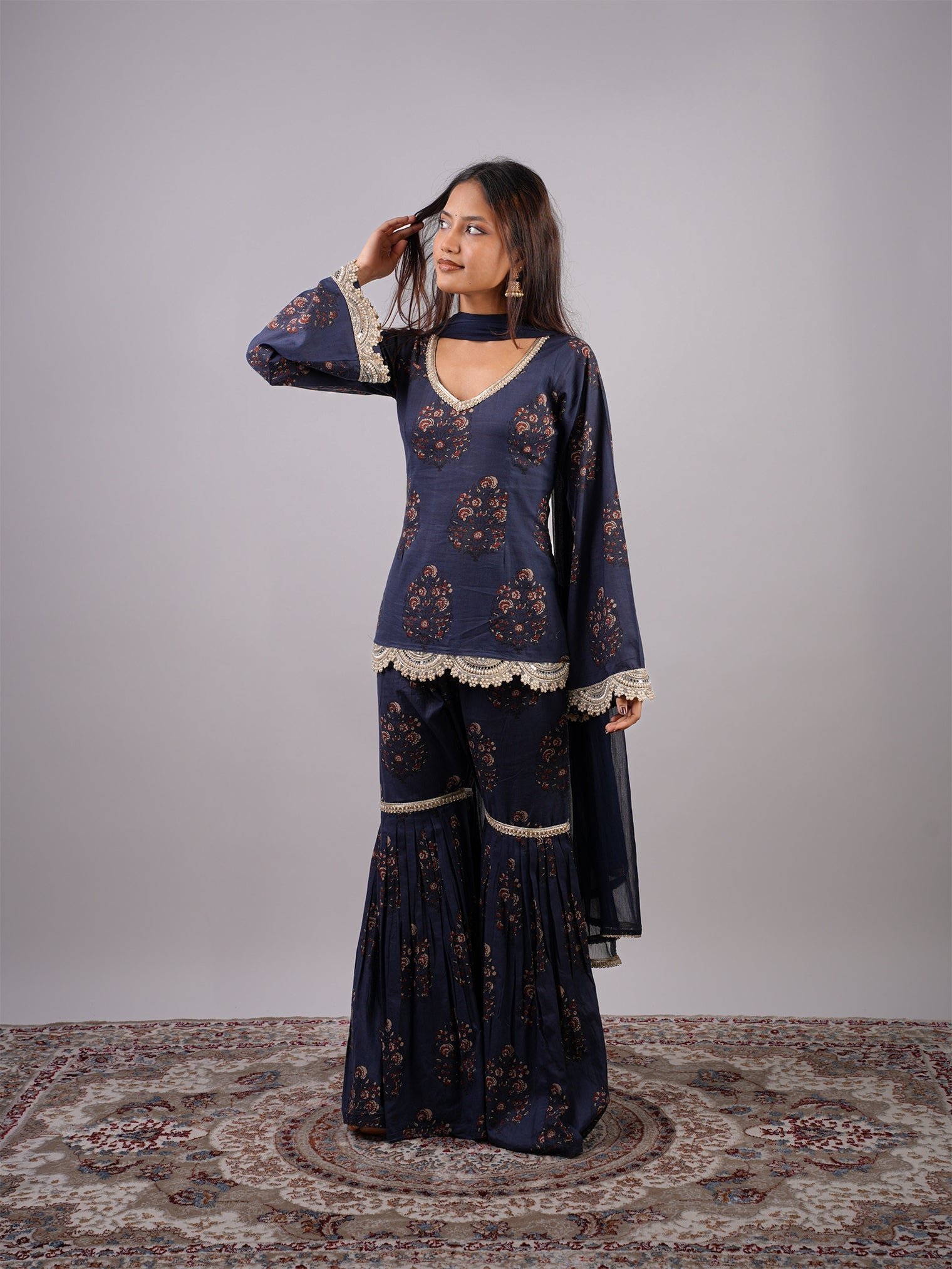 Inaayat Sleeved Corset Kurti With Sharara And Dupatta  Set NISHORAMA