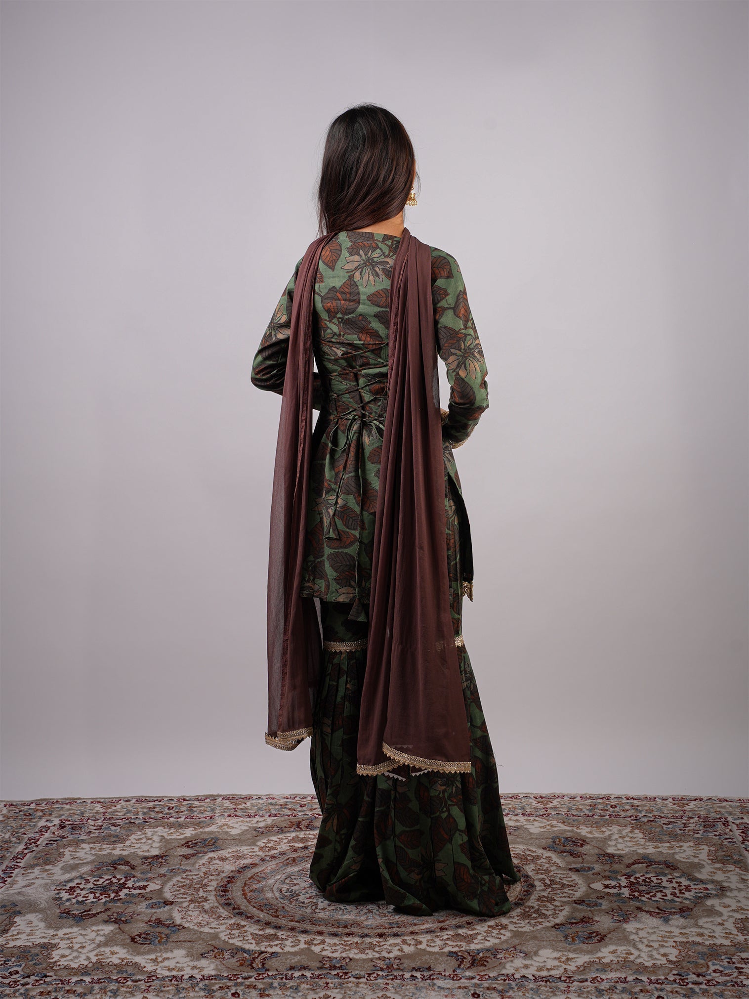 Meherzeen Sleeved Corset Kurti Sharara Set NISHORAMA