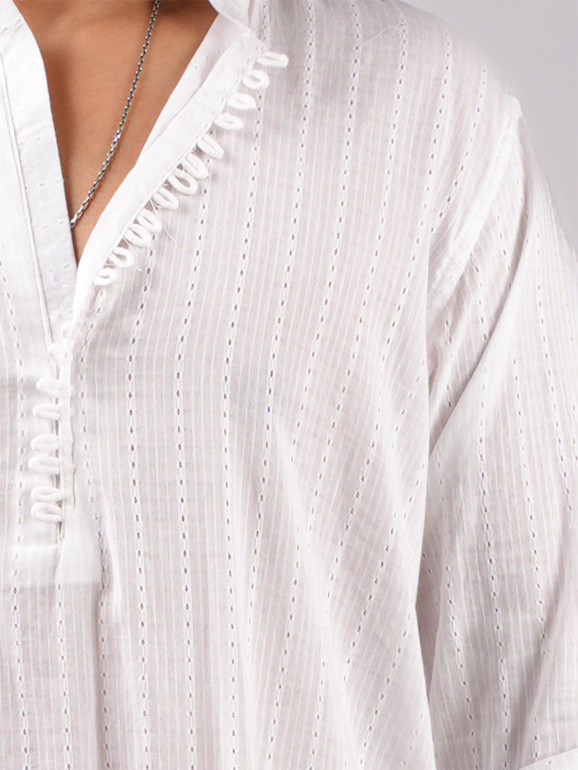 Karam White Jacquard Long Kurta NISHORAMA