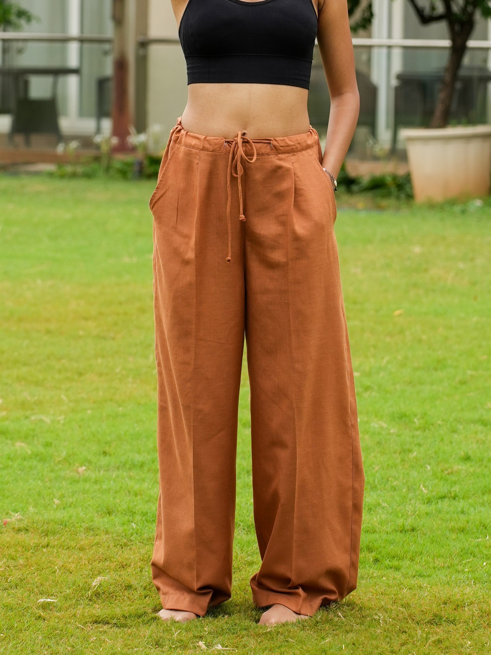 Brown Relaxed Pants NISHORAMA