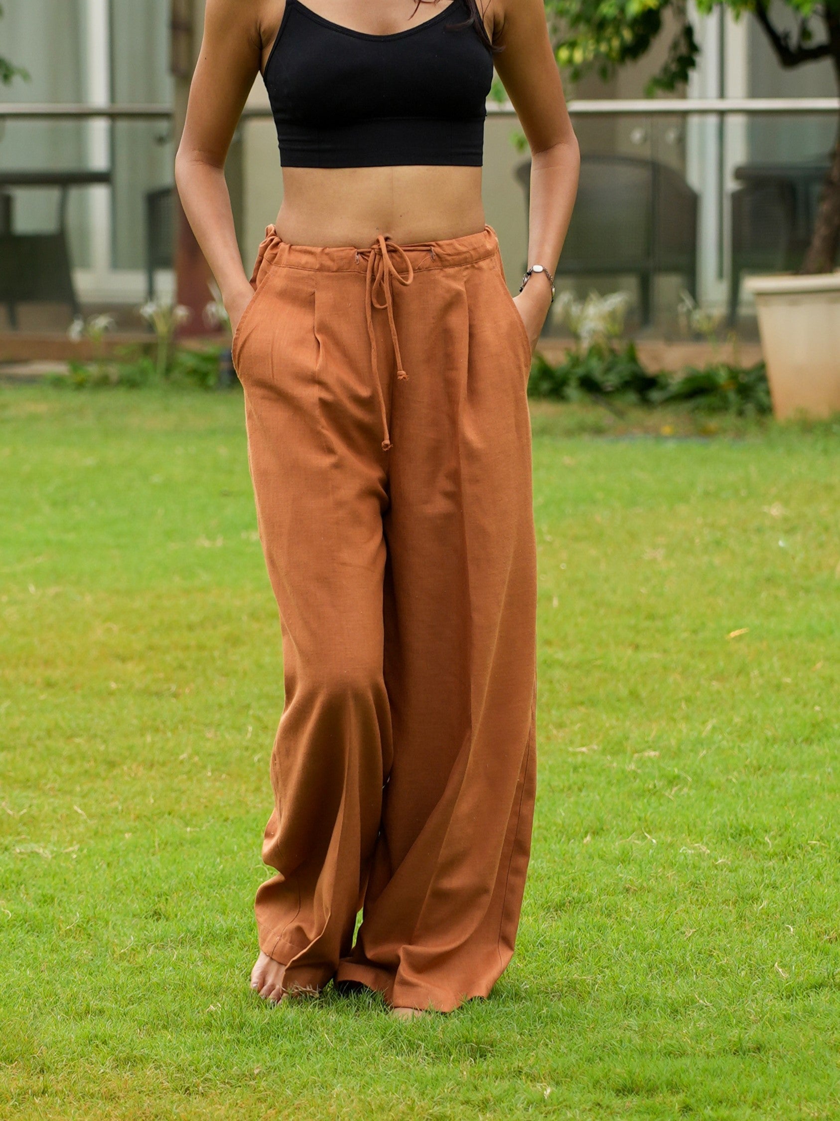 Brown Relaxed Pants NISHORAMA