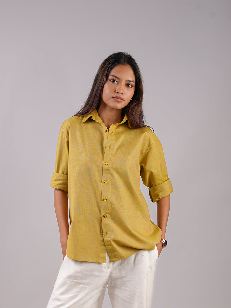 Oversized Green Linen Shirt NISHORAMA