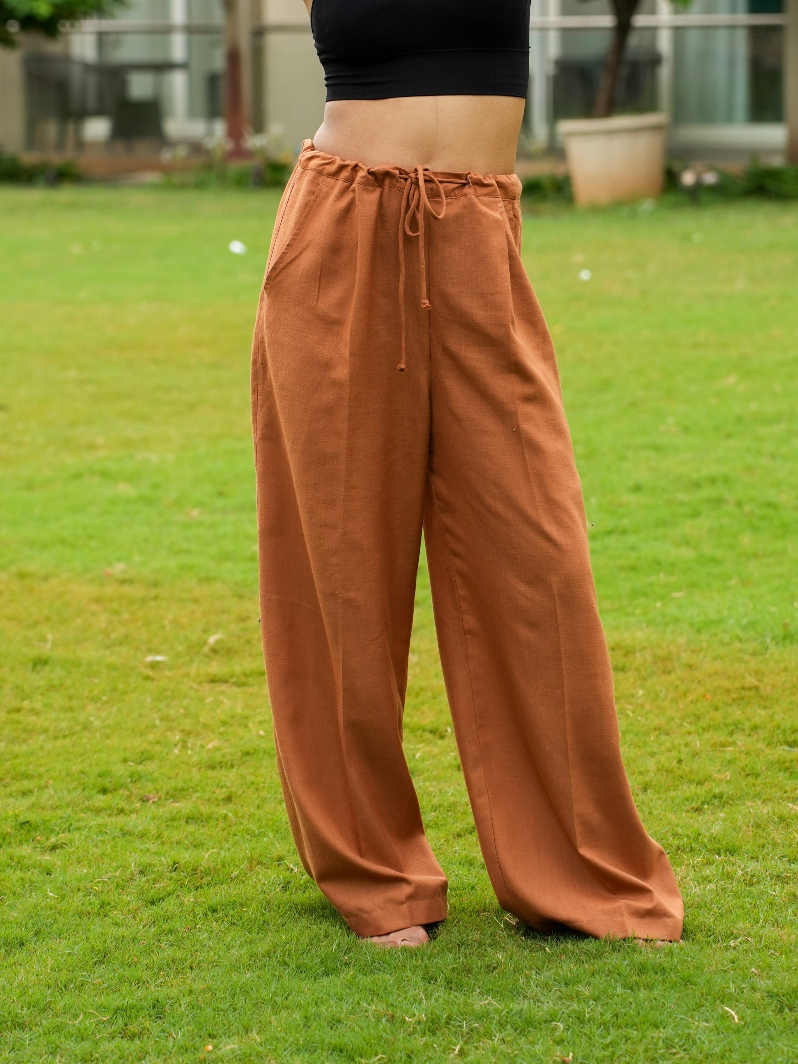 Brown Relaxed Pants NISHORAMA