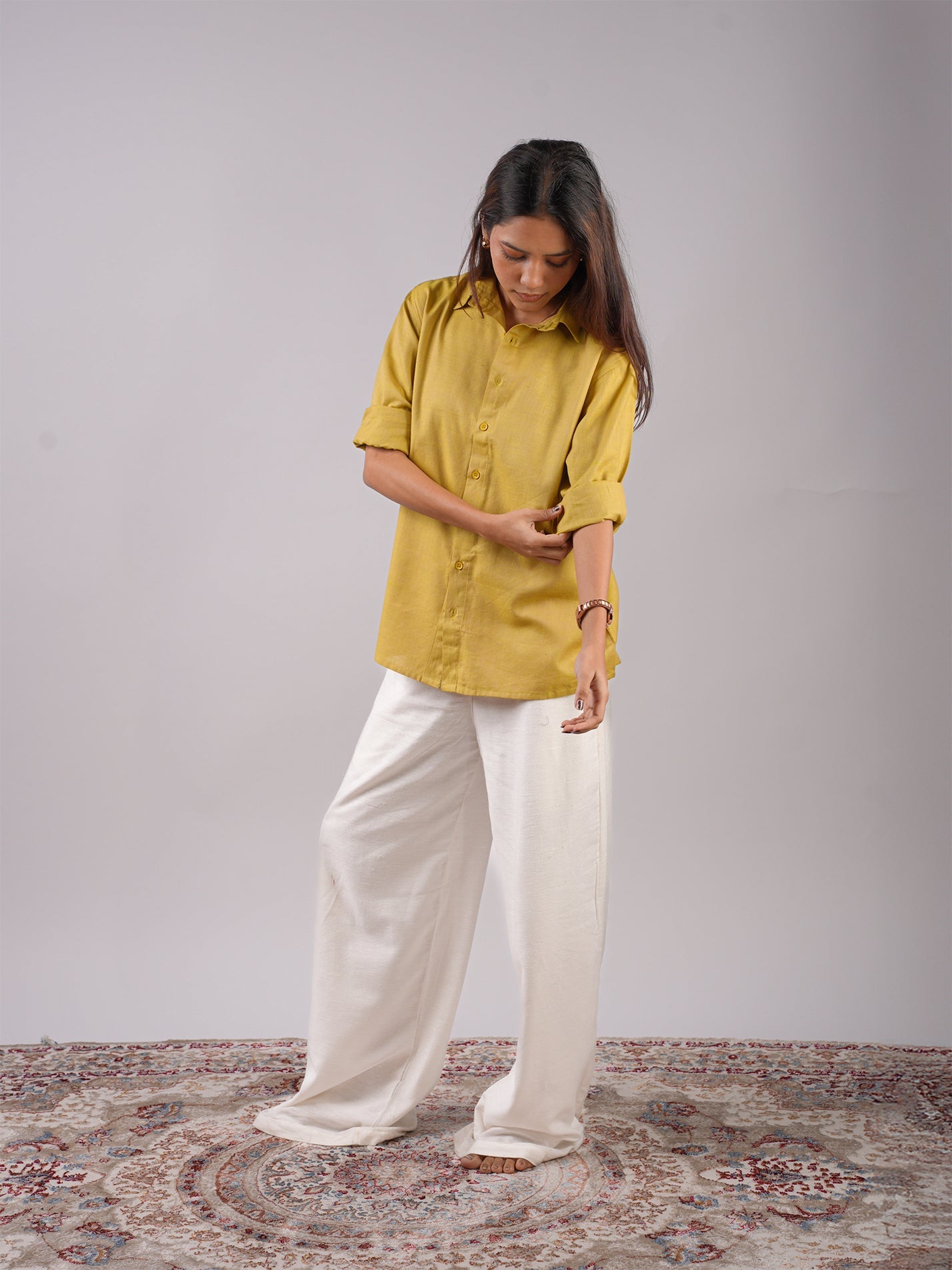Oversized Green Linen Shirt NISHORAMA