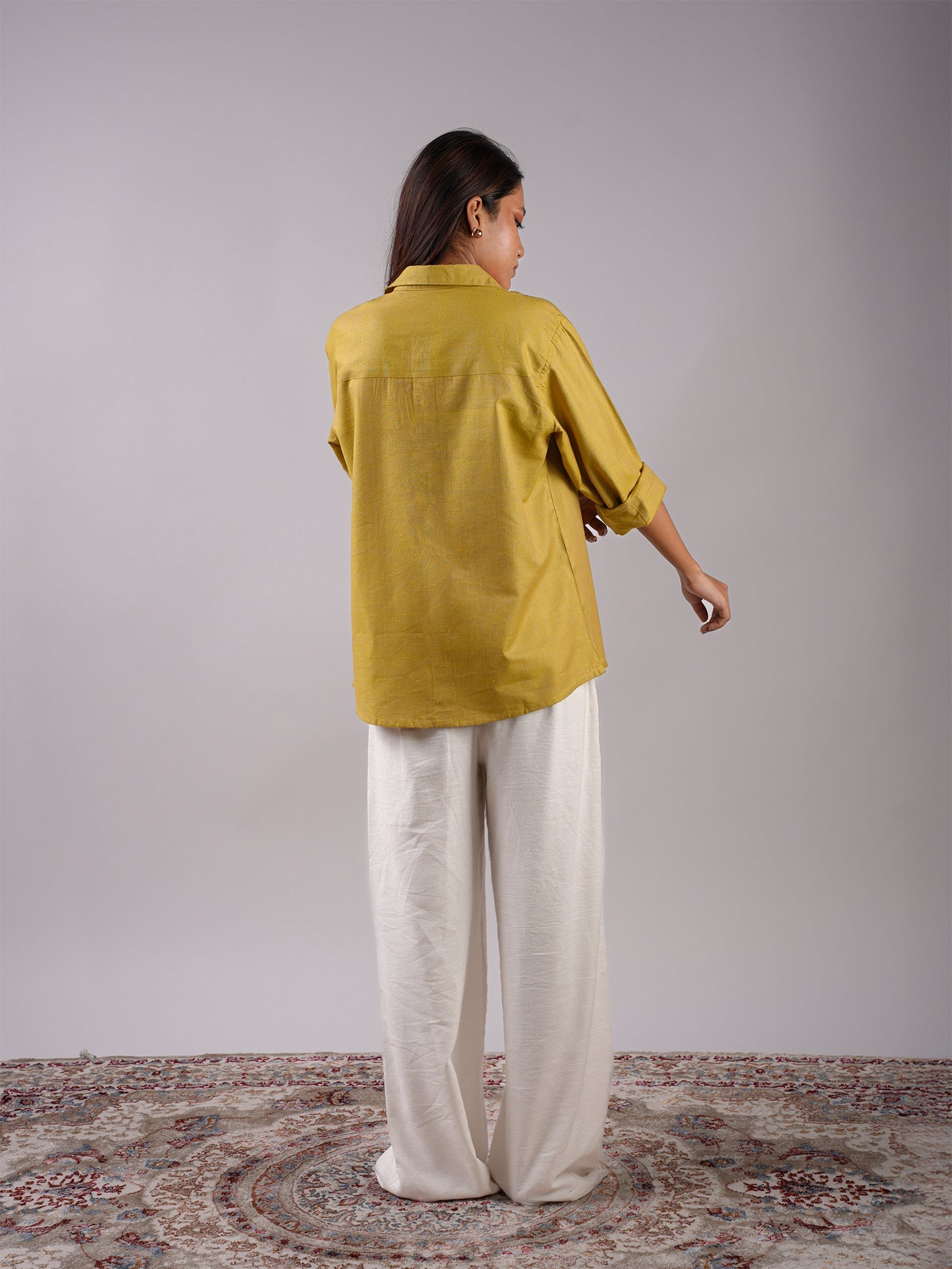 Oversized Green Linen Shirt NISHORAMA
