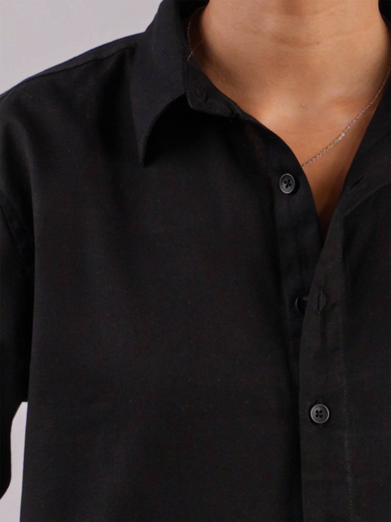 Oversized Black Linen Shirt NISHORAMA