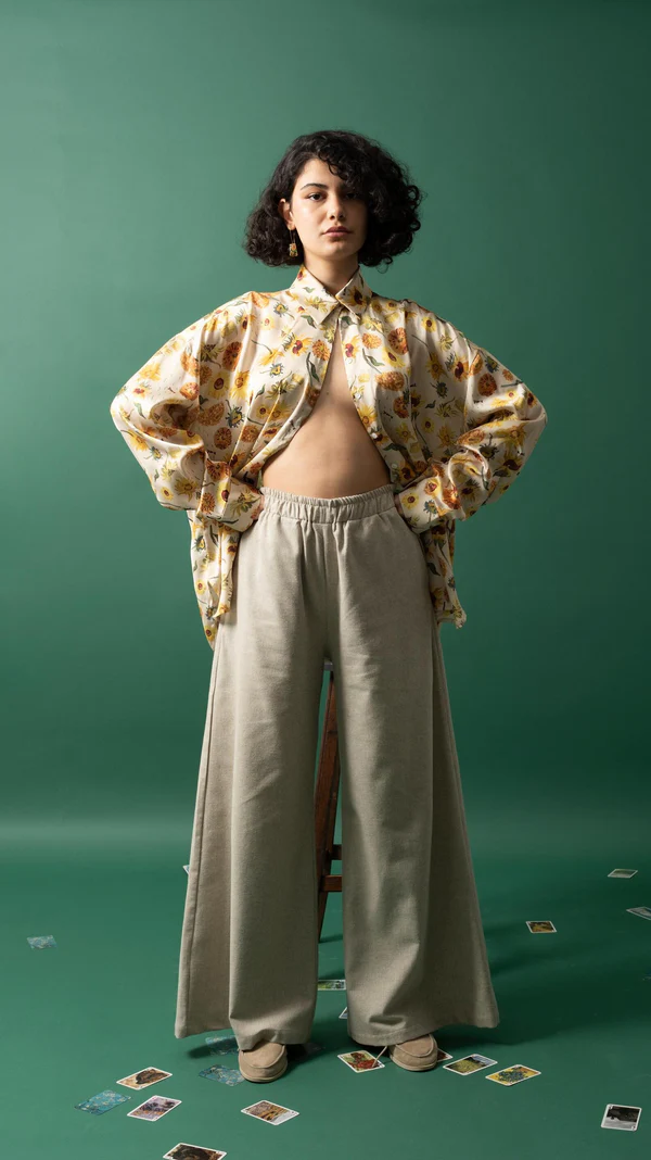 Golden Bloom Women Sunflower Satin Shirt
