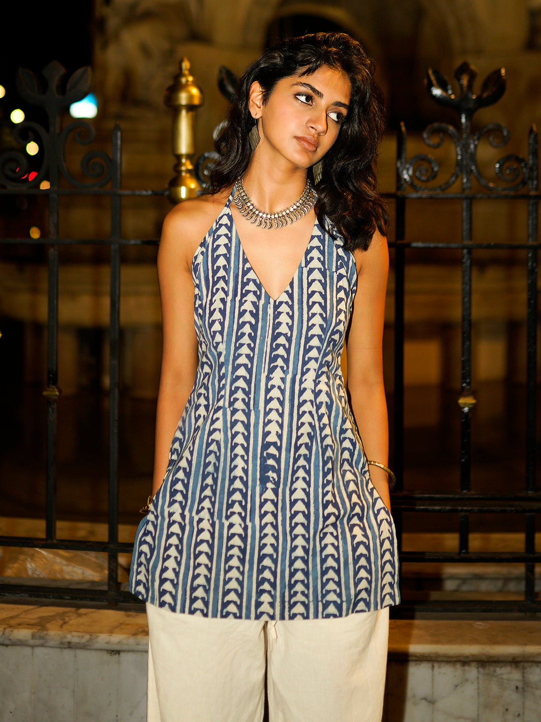 Dabu halter neck corset kurti NISHORAMA