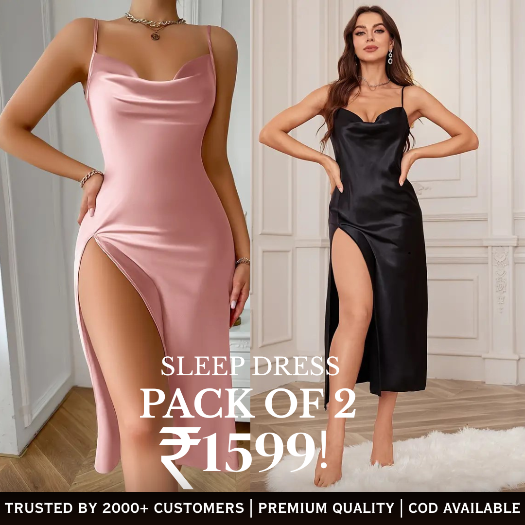 Draped Collar Split Backless Sleep Dress