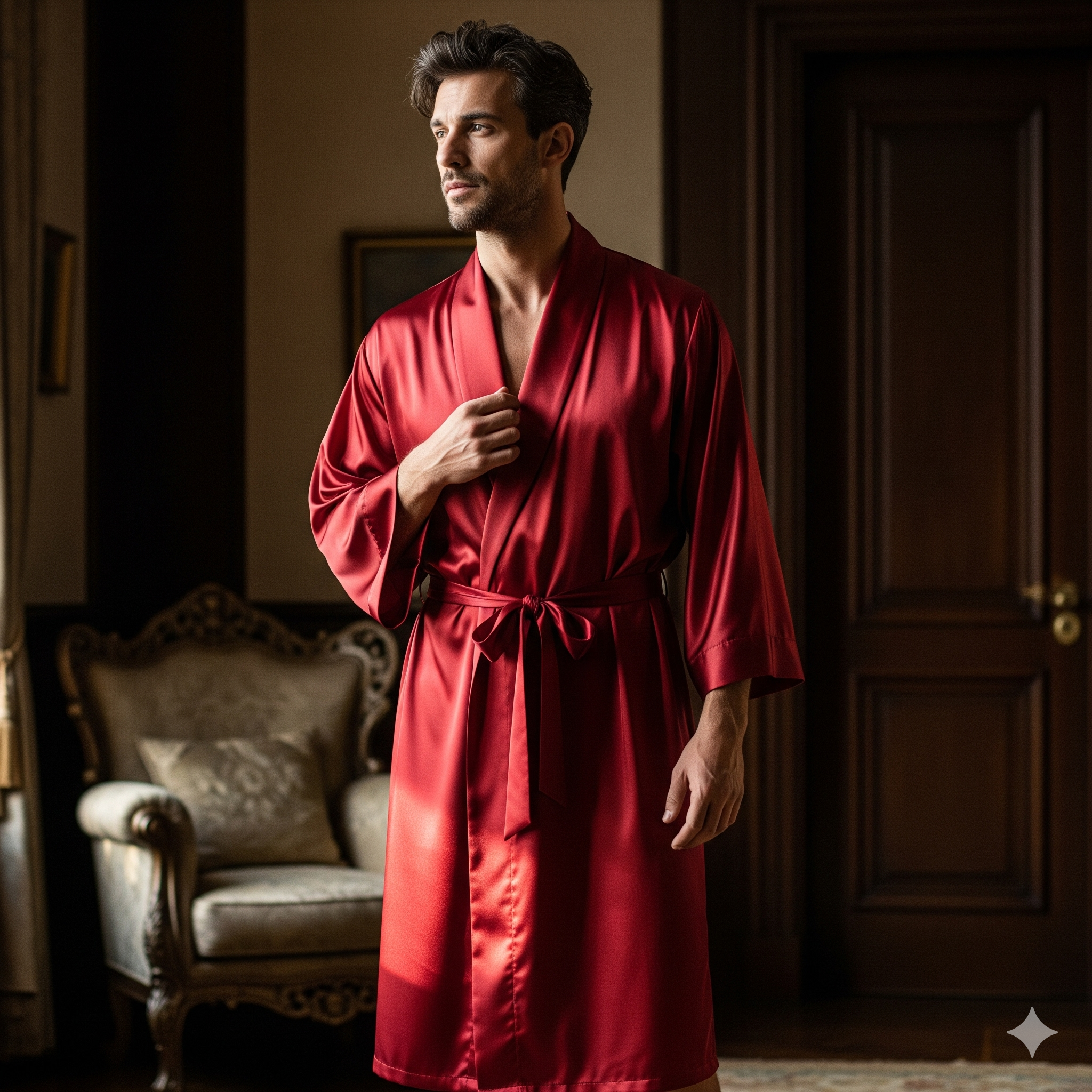 New Men's Fashion Long-Sleeve Nightgown