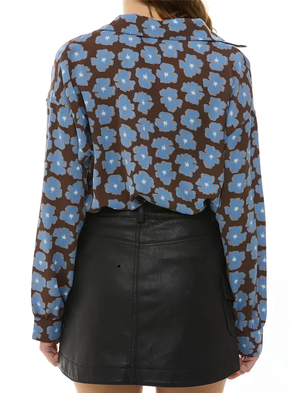 Blue Floral Chiffon French Style shirt