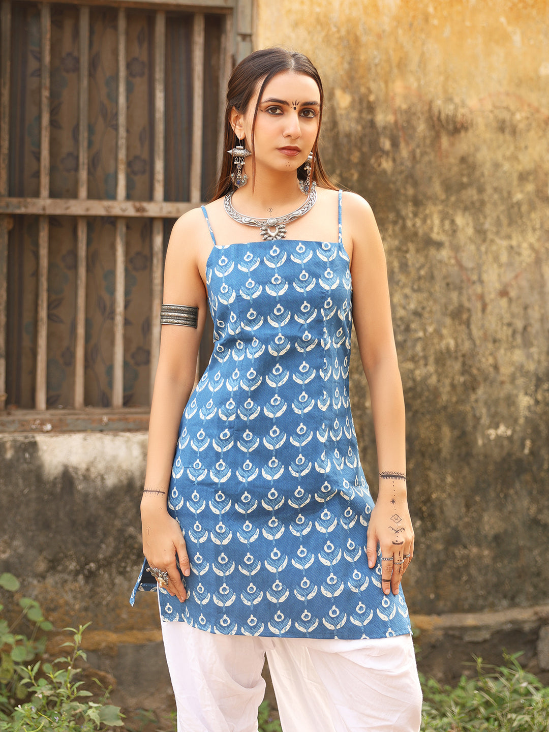 Maahi  Noodle Strap Corset Kurti NISHORAMA