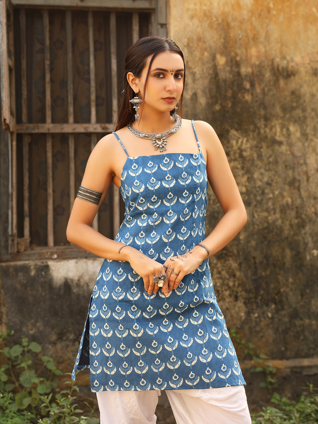 Maahi  Noodle Strap Corset Kurti NISHORAMA