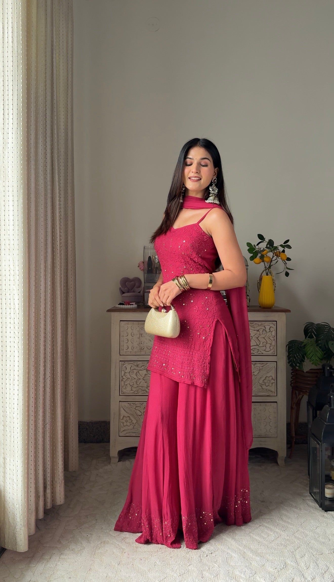 women Luxe’  Plum Flared Sharara Set