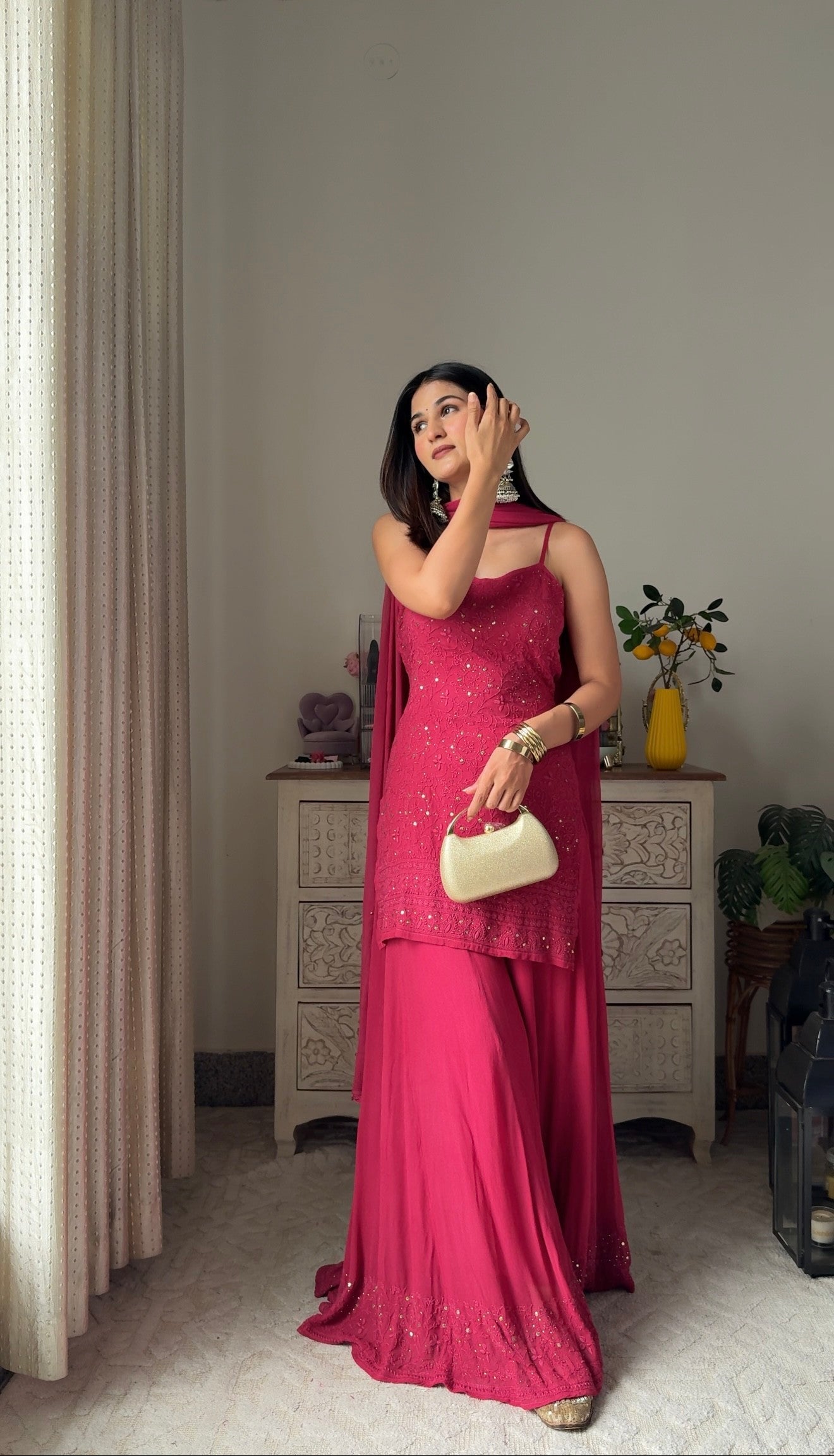 women Luxe’  Plum Flared Sharara Set