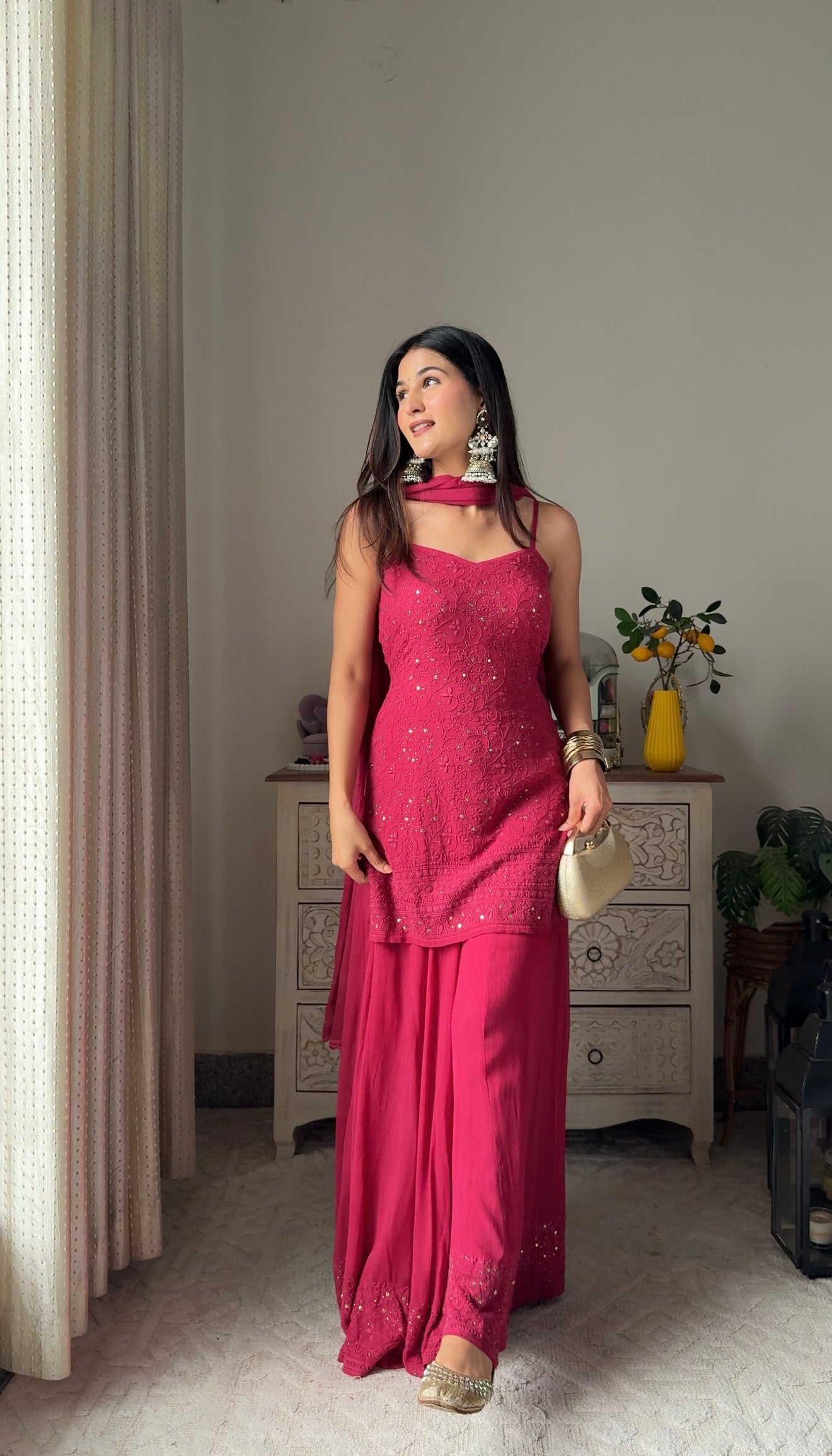 women Luxe’  Plum Flared Sharara Set