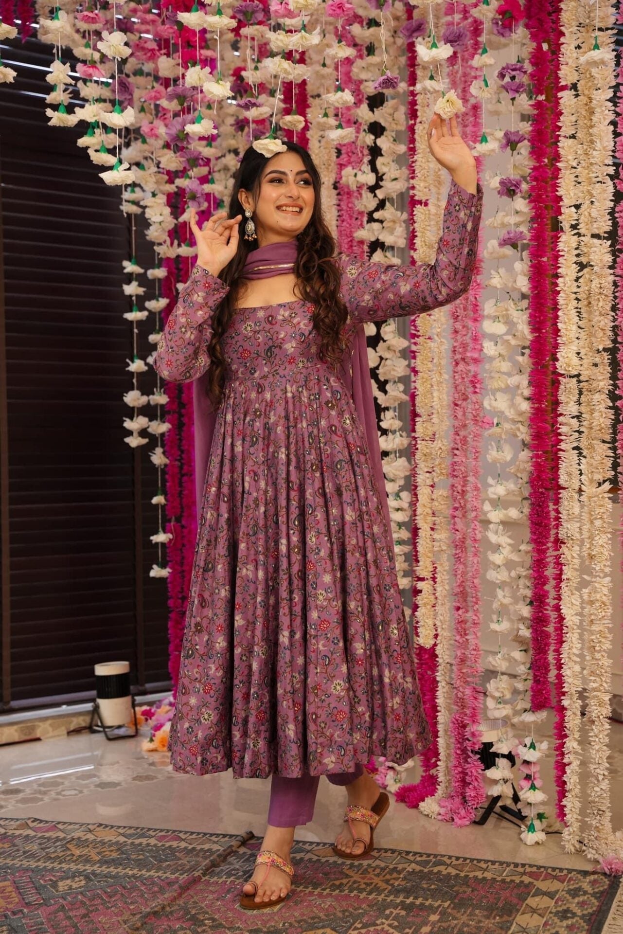 purple muslin suit set