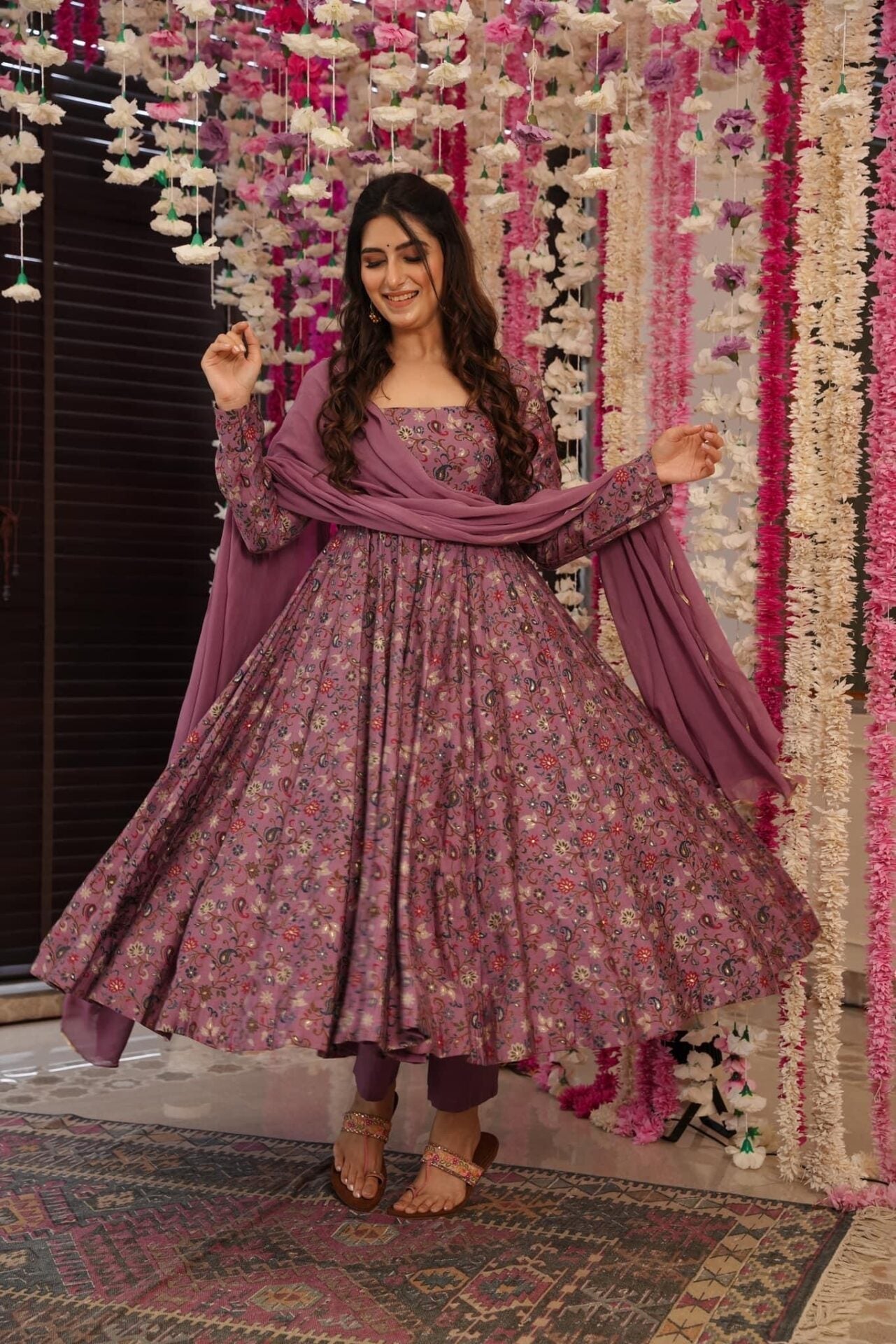 purple muslin suit set
