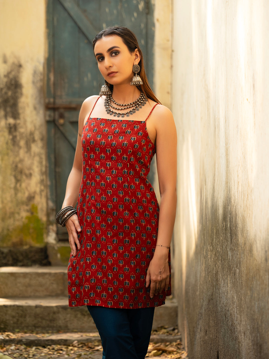 Ramya Noodle Strap Corset Kurti NISHORAMA