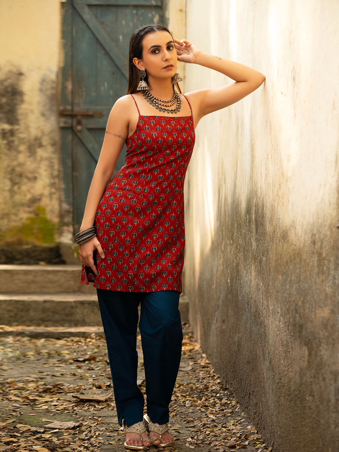 Ramya Noodle Strap Corset Kurti NISHORAMA