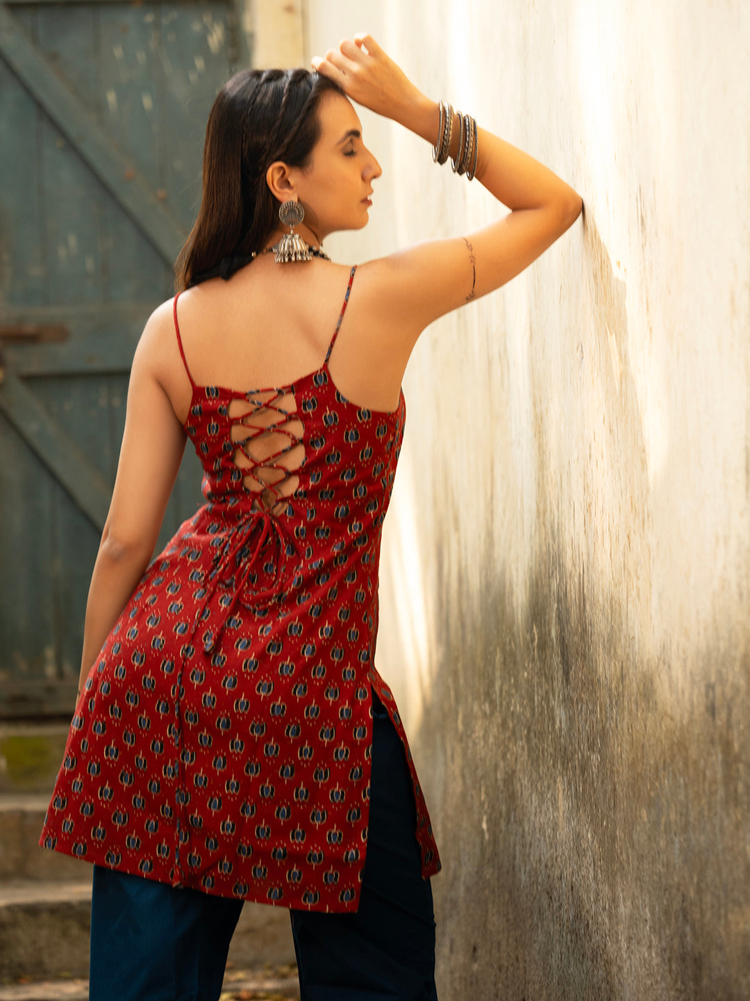Ramya Noodle Strap Corset Kurti NISHORAMA
