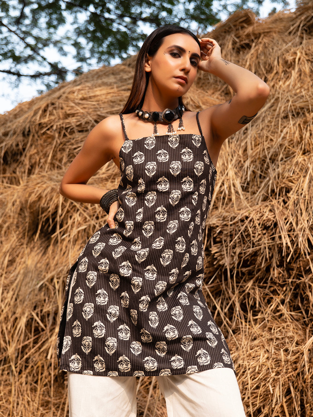Kalika Noodle Strap Corset Kurti NISHORAMA