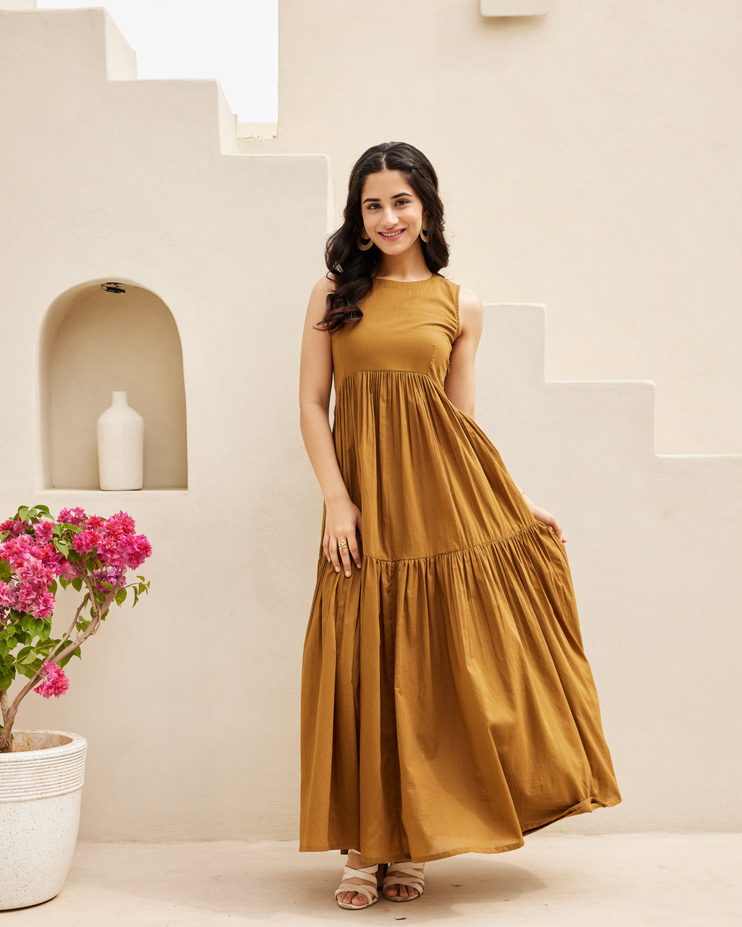 Light Yellow Tiered Maxi Dress