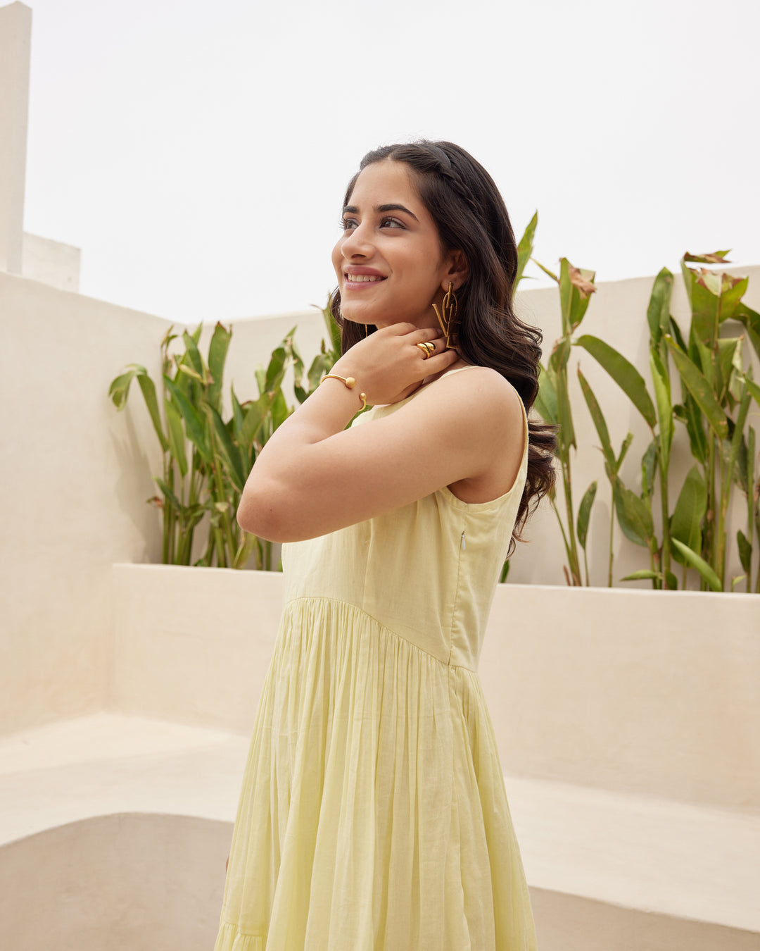 Light Yellow Tiered Maxi Dress