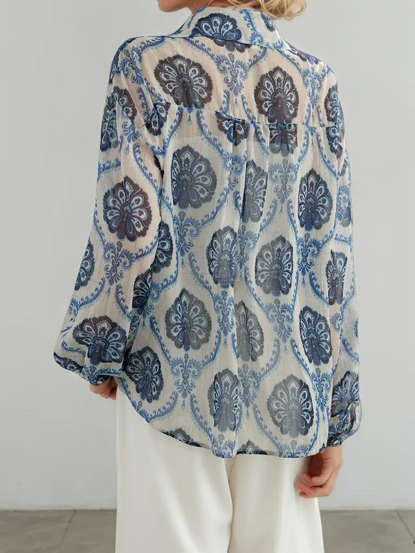 Women'S Vintage Bamboo Ink Print Shirt