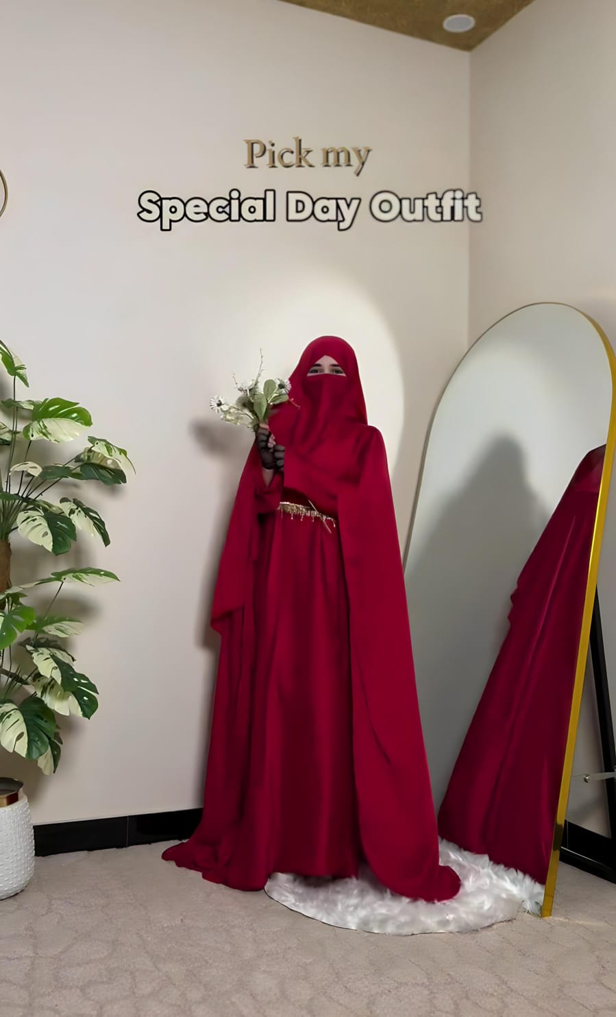 Premium Ruby Red Farasha Abaya for Special Occasions Abaya Store