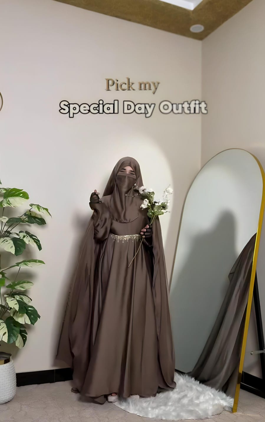 Premium Mocha Brown Farasha Abaya for Special Occasions Abaya Store