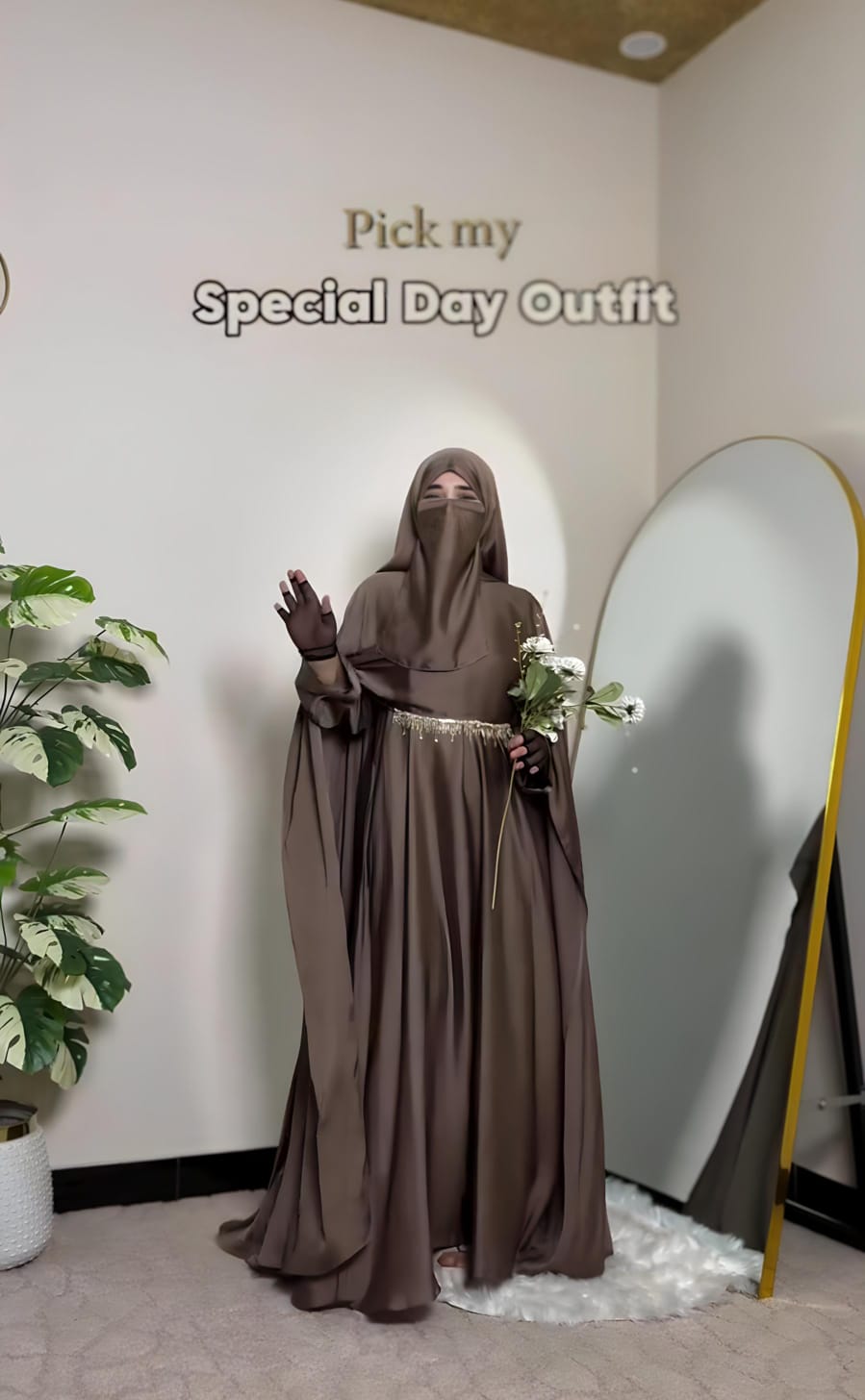 Premium Mocha Brown Farasha Abaya for Special Occasions Abaya Store