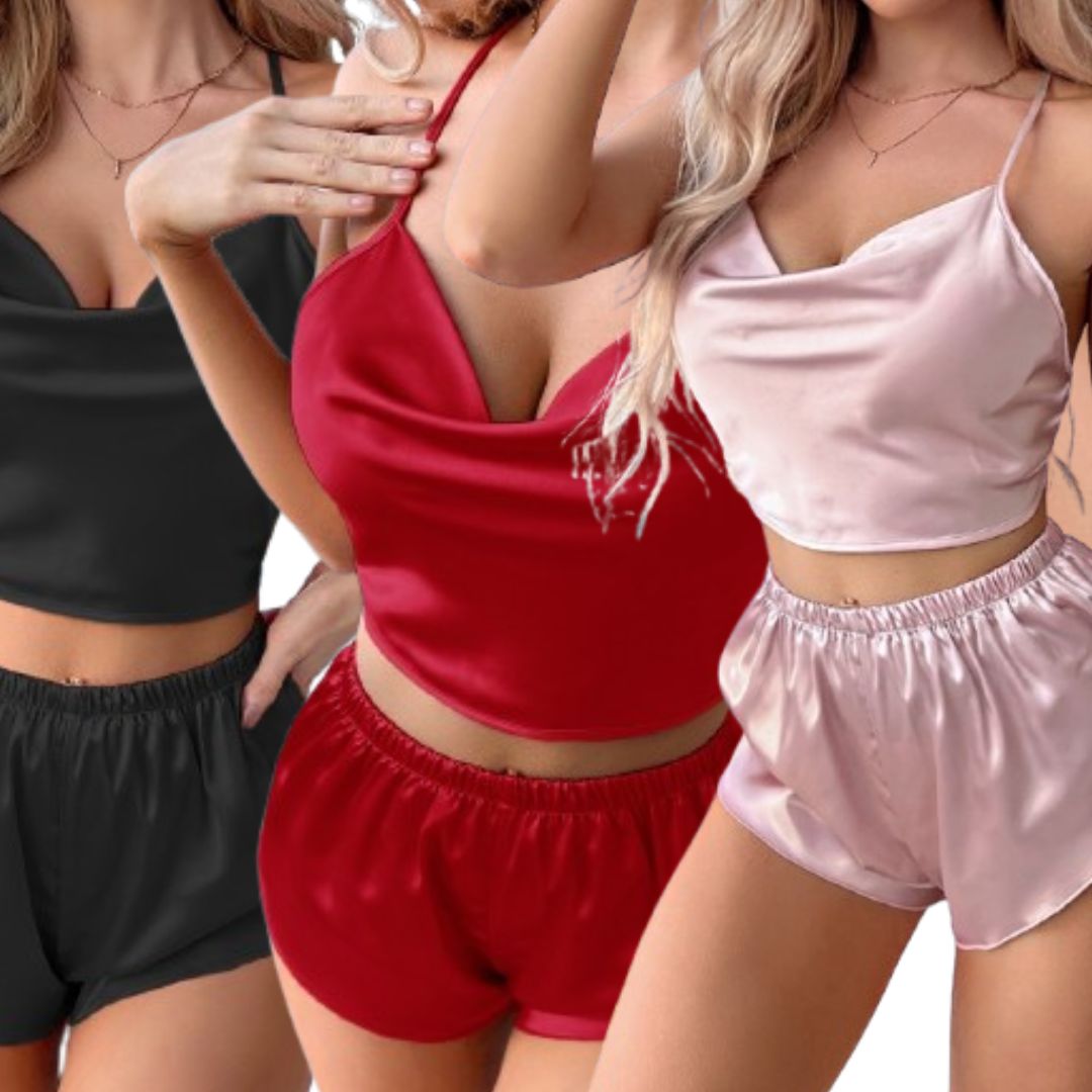 Pack of Backless Satin Sleep dress, pajama Set - honeymoon dress