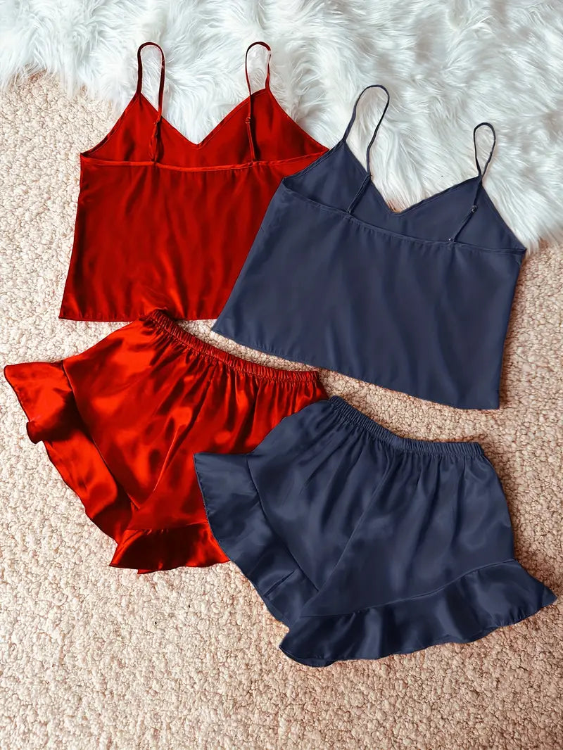 V Neck Cami Top & Flare Shorts Sleep dress, pajama set