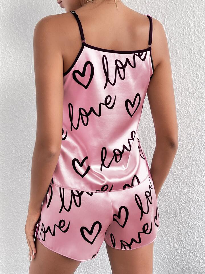 Love Heart Satin Pajama Set / Sleep dress