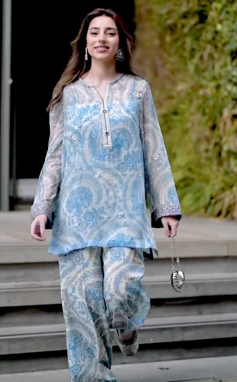 Chiffon Georgette Top & Farsi Palazzo With Dupatta set Mahathya